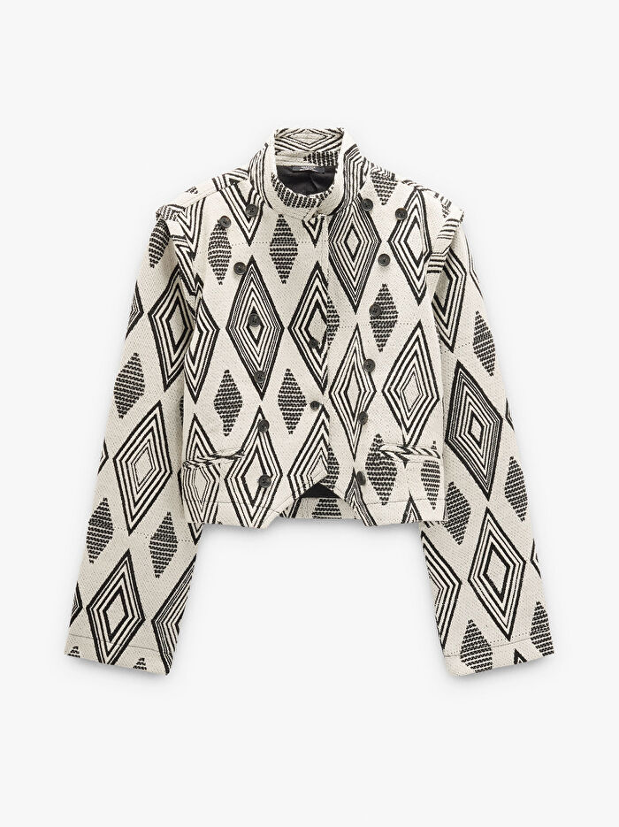 Elmas Desenli Jakarlı Ceket