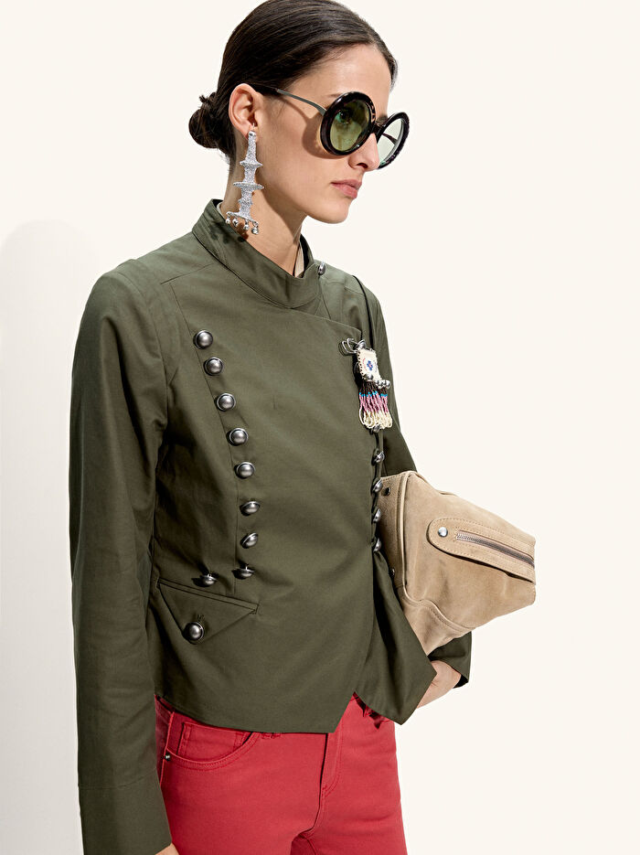 %100 Pamuk Düğmeli Ceket