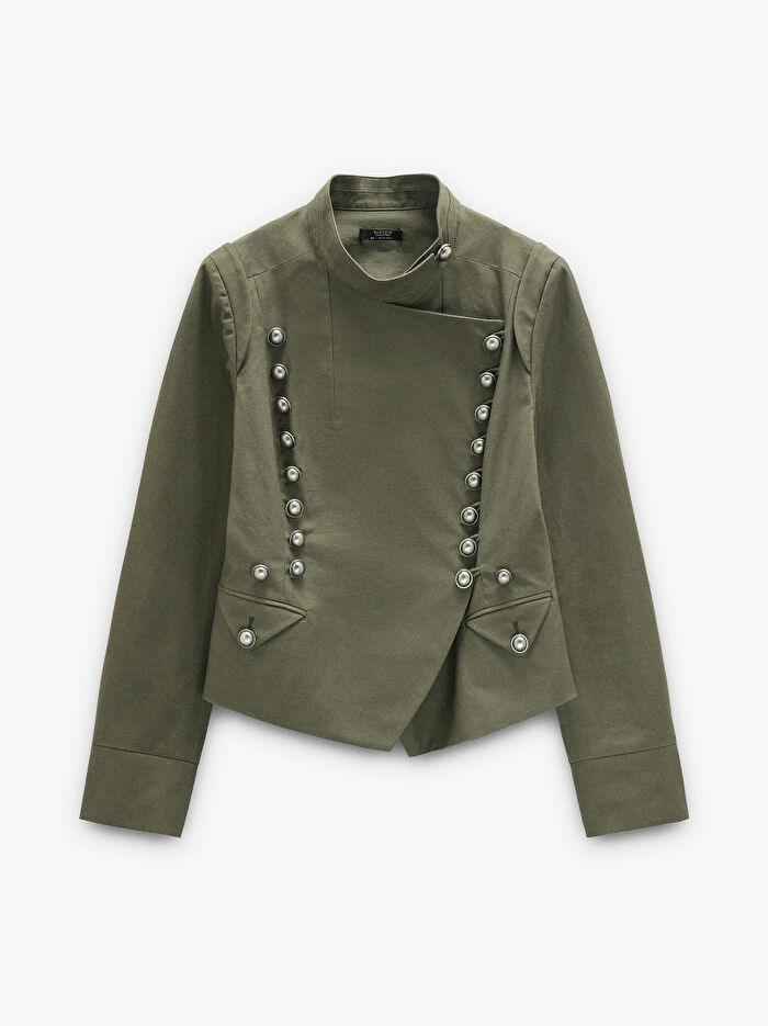 %100 Pamuk Düğmeli Ceket