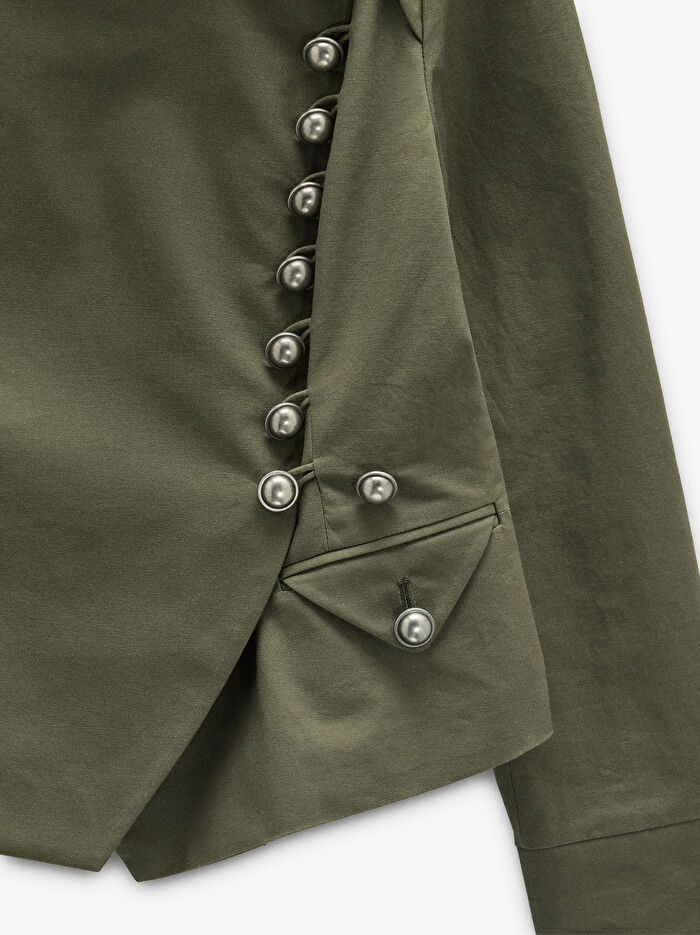 %100 Pamuk Düğmeli Ceket