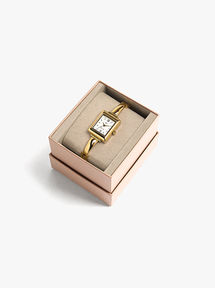 Paslanmaz Çelik Kordonlu Kare Saat