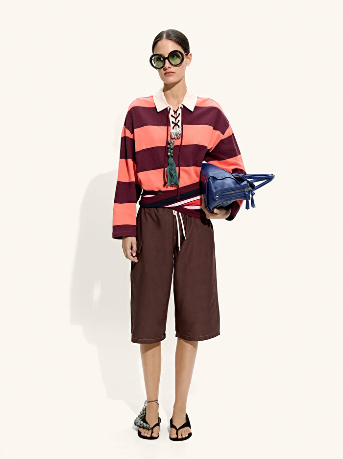 Çizgili Sweatshirt %100 Pamuk