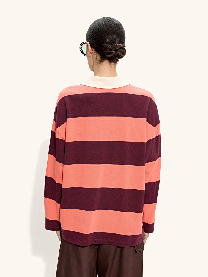 Çizgili Sweatshirt %100 Pamuk