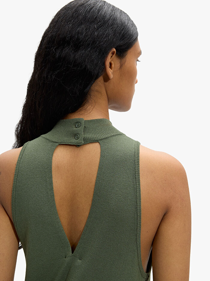 File Detaylı Halter Yaka Üst