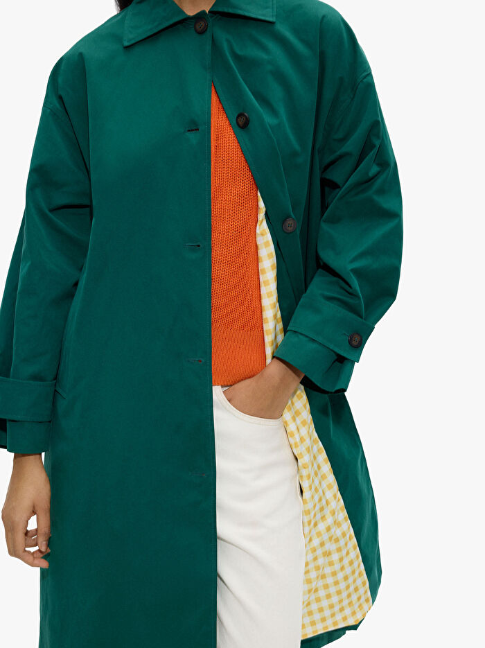 Desenli Astarlı Trençkot