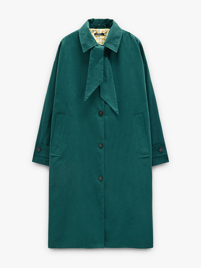 Desenli Astarlı Trençkot