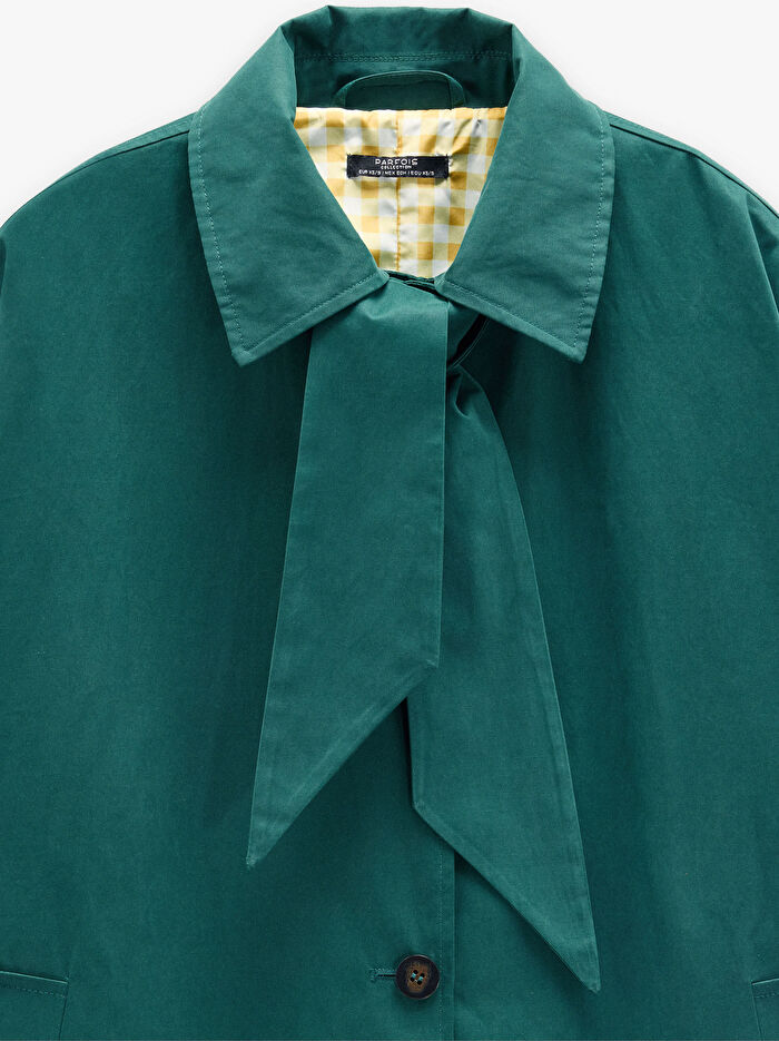 Desenli Astarlı Trençkot