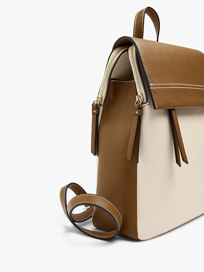 Kapaklı Renk Bloklu Sırt Çantası