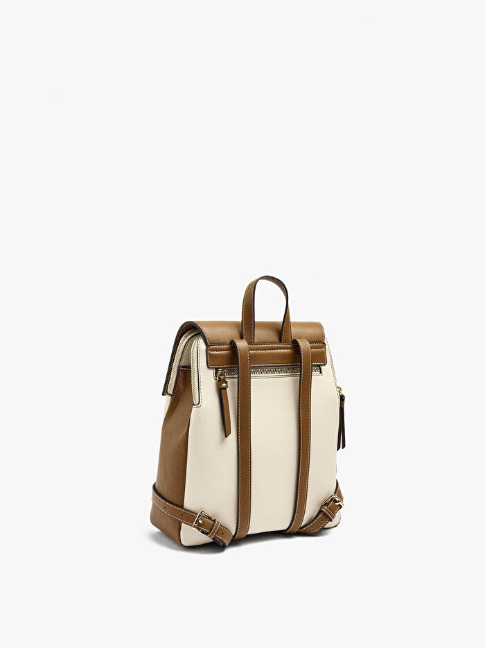 Kapaklı Renk Bloklu Sırt Çantası