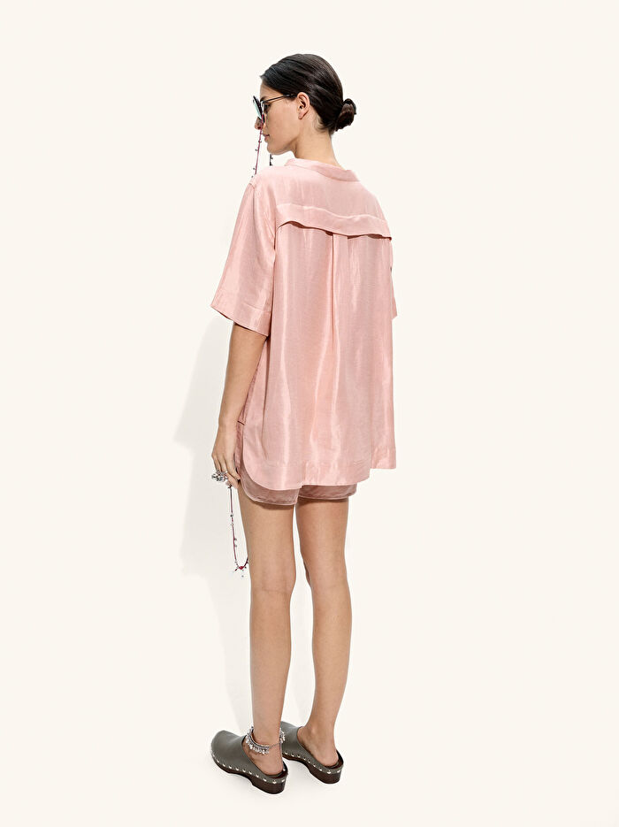 İpek ve Keten Karışımlı Bluz