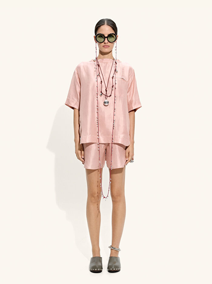 İpek ve Keten Karışımlı Bluz