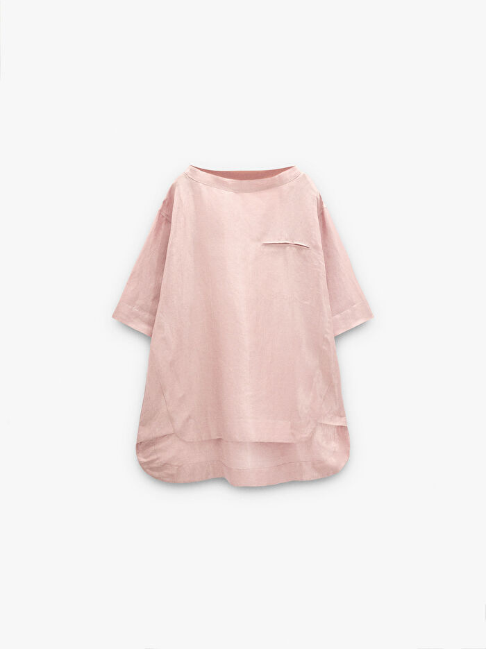 İpek ve Keten Karışımlı Bluz