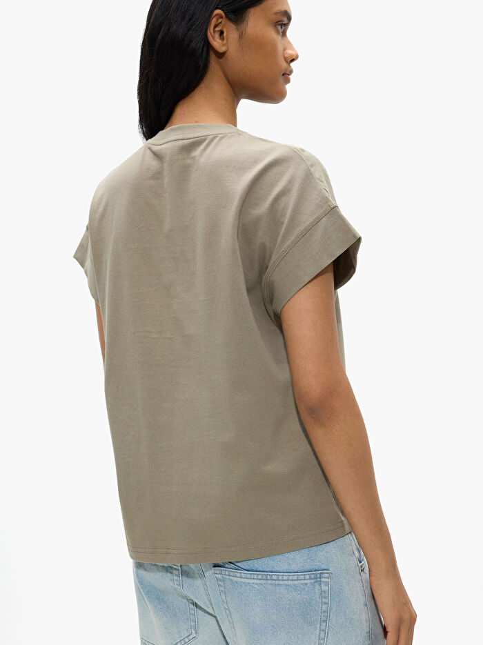 Boncuk Detaylı Pamuklu T-Shirt