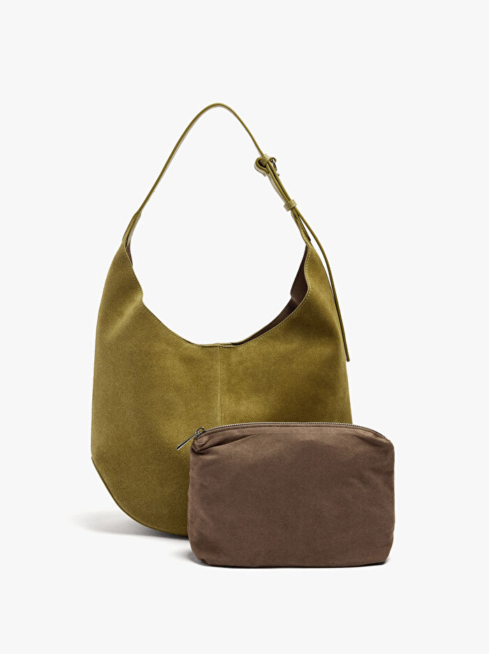 Çıkarılabilir Bölmeli Yuvarlak Deri Çanta