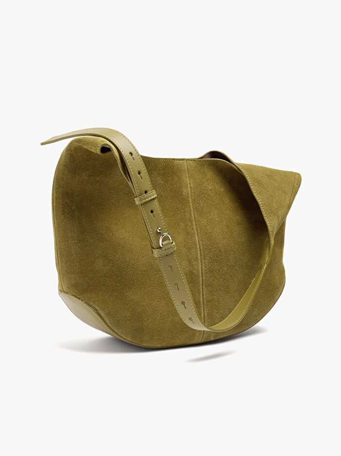 Çıkarılabilir Bölmeli Yuvarlak Deri Çanta