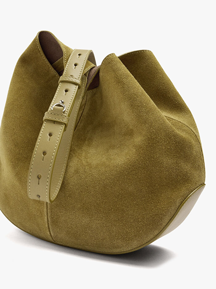 Çıkarılabilir Bölmeli Yuvarlak Deri Çanta