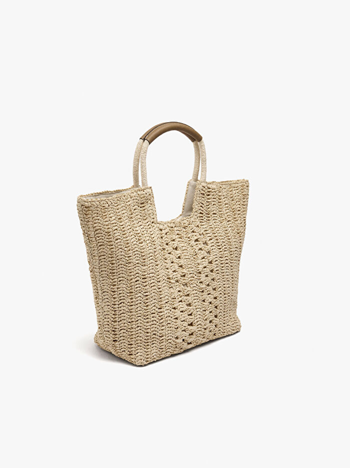 Charm'lı Hasır Efektli Shopper Çanta