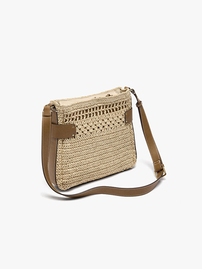 Hasır Efektli Çapraz Askılı Çanta