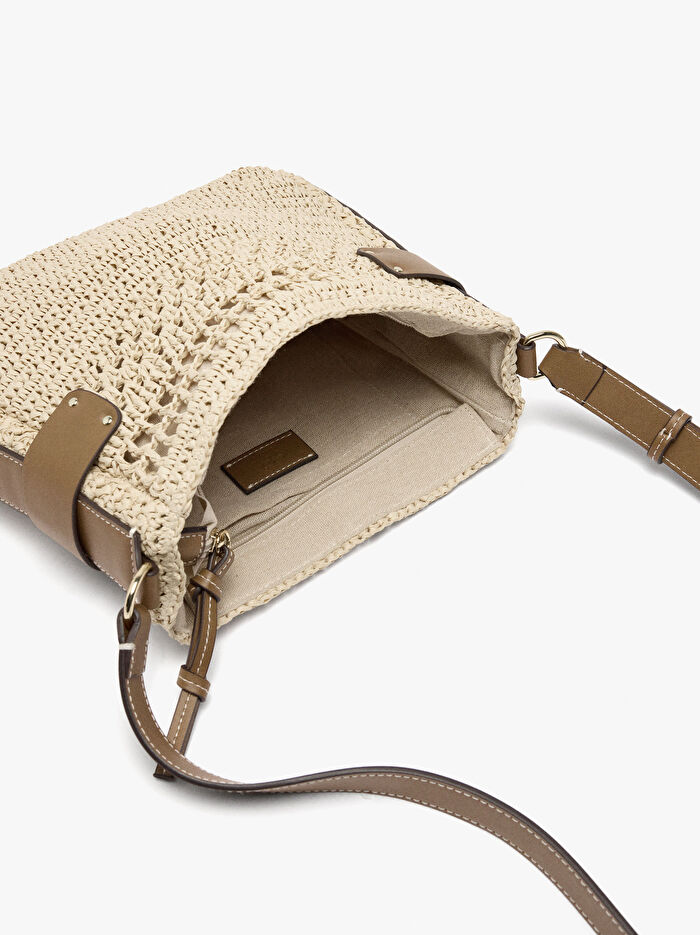 Hasır Efektli Çapraz Askılı Çanta