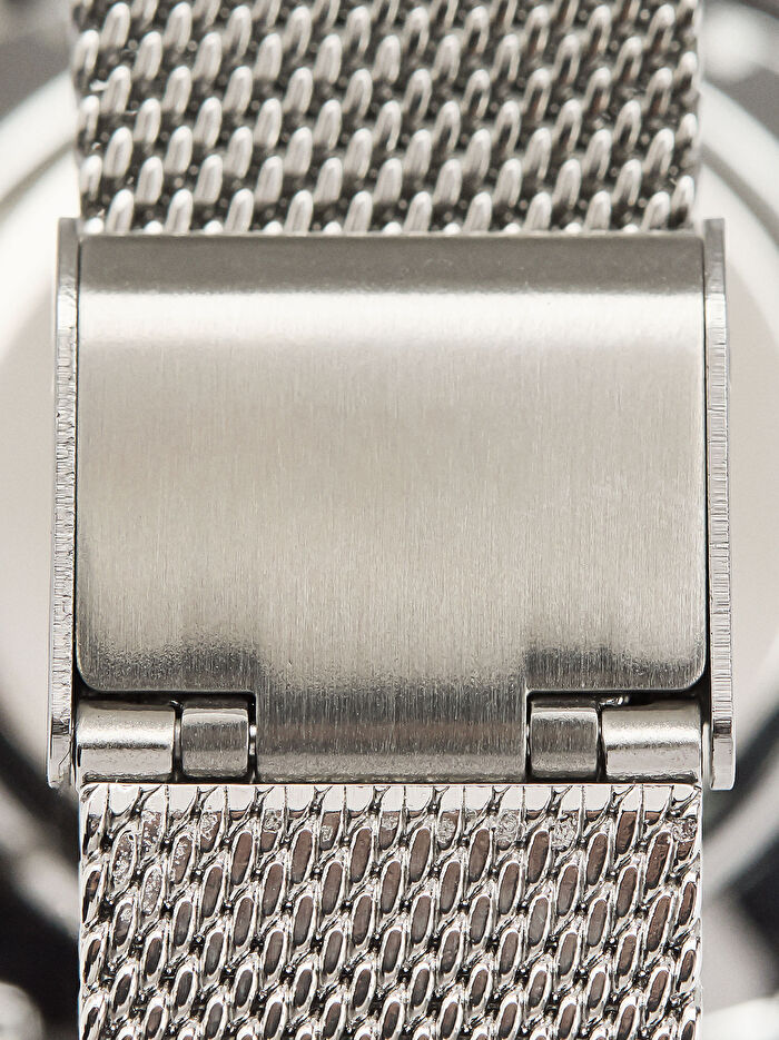 İki Renkli Paslanmaz Çelik Metal Hasır Kayışlı Saat