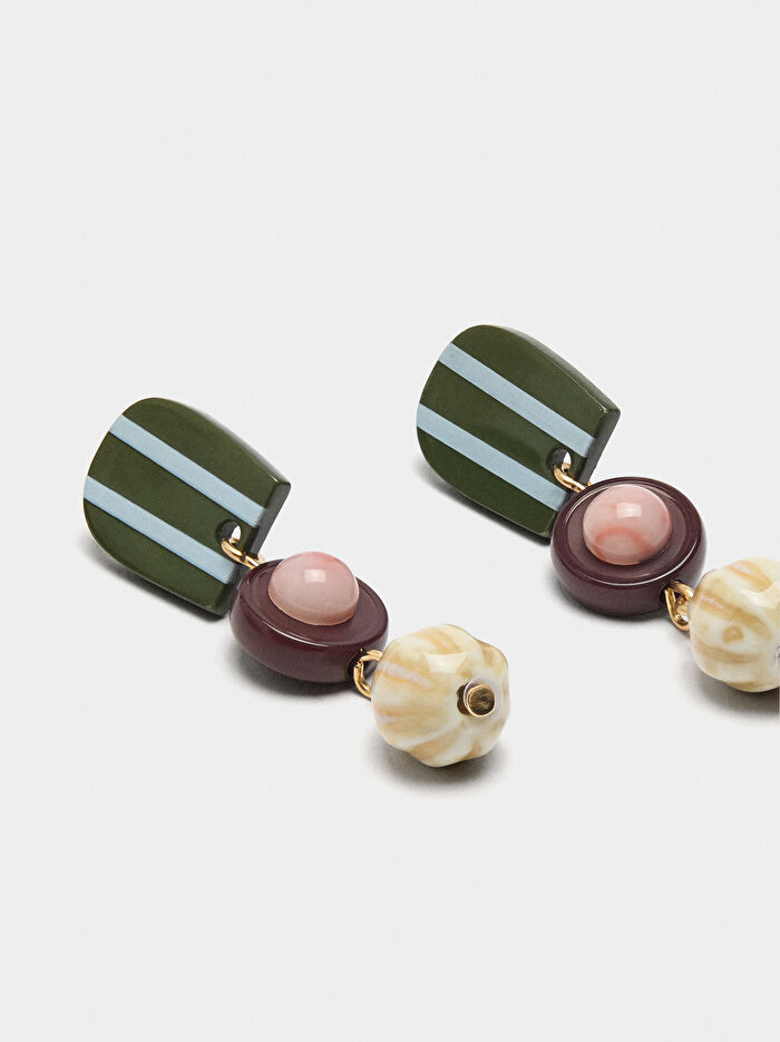 Seramik Çizgili Küpe