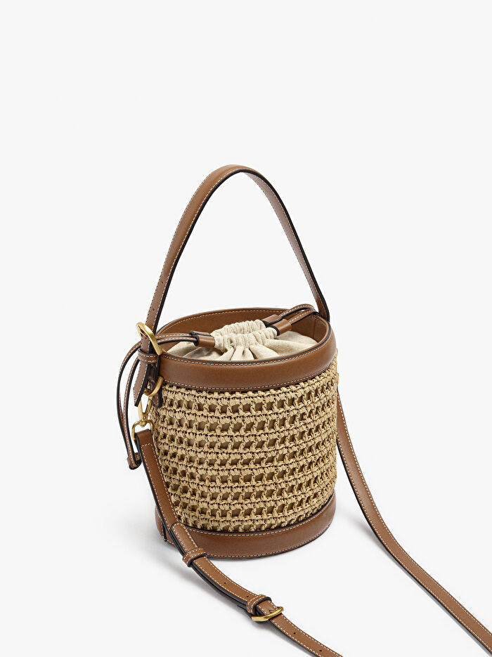 Hasır Görünümlü Bucket Çanta