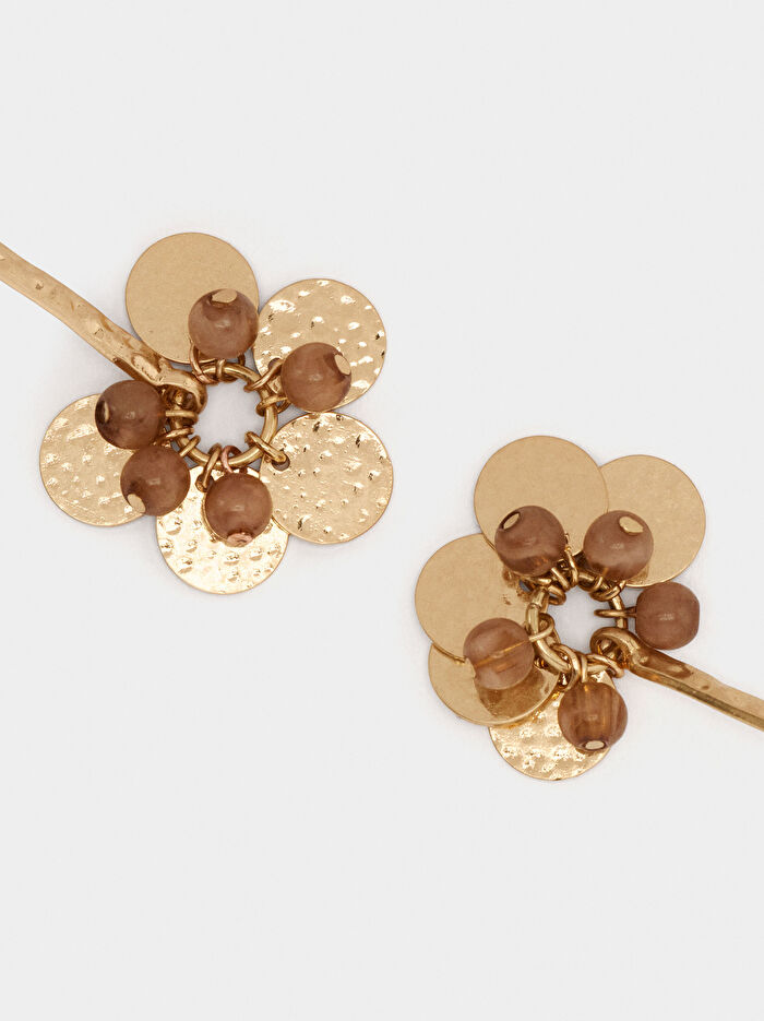 Mini Madalyonlu Boncuklu Küpe