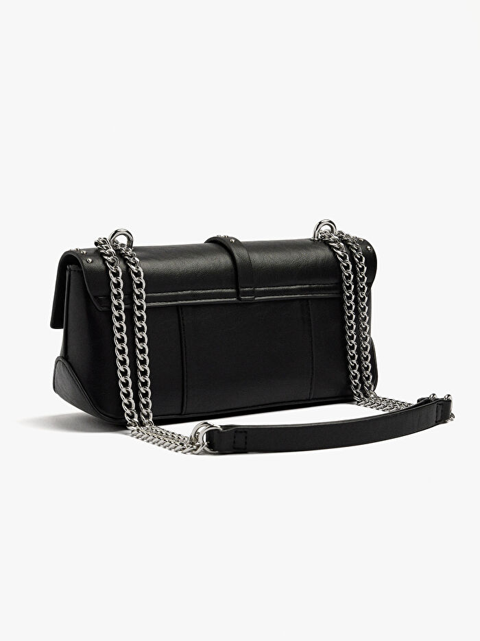 Kapaklı ve Zımbalı Omuz Çantası