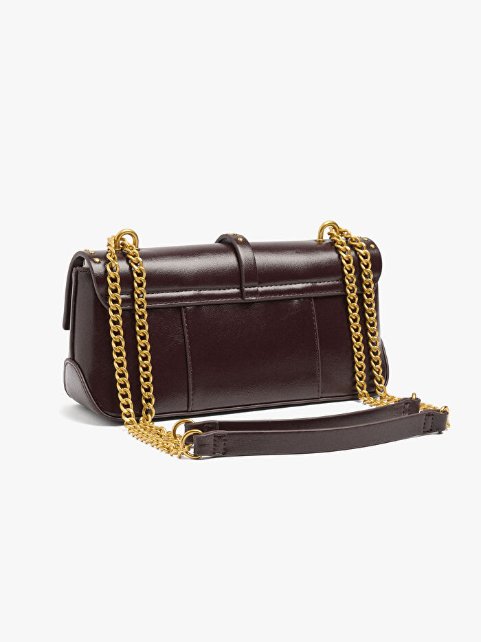 Kapaklı ve Zımbalı Omuz Çantası