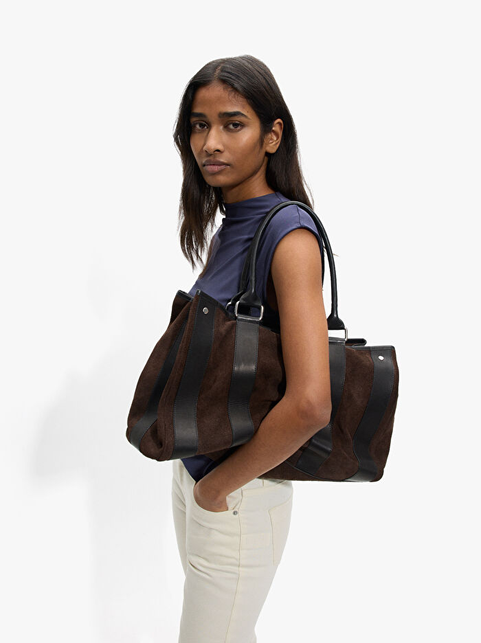 Askılı Deri Shopper Çanta L