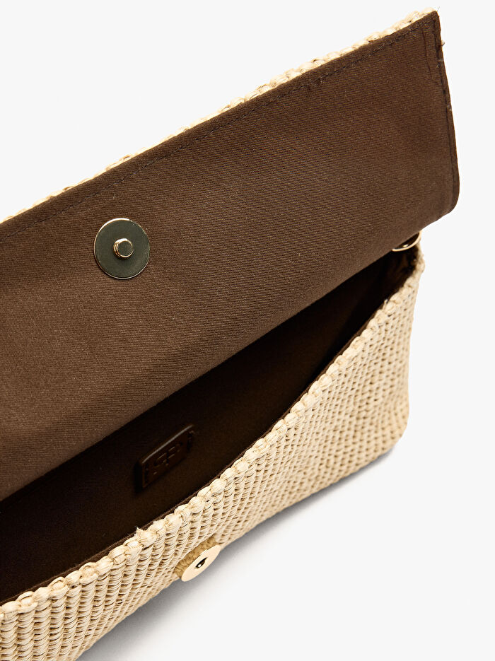 Hasır Efektli Zarf Parti Çantası