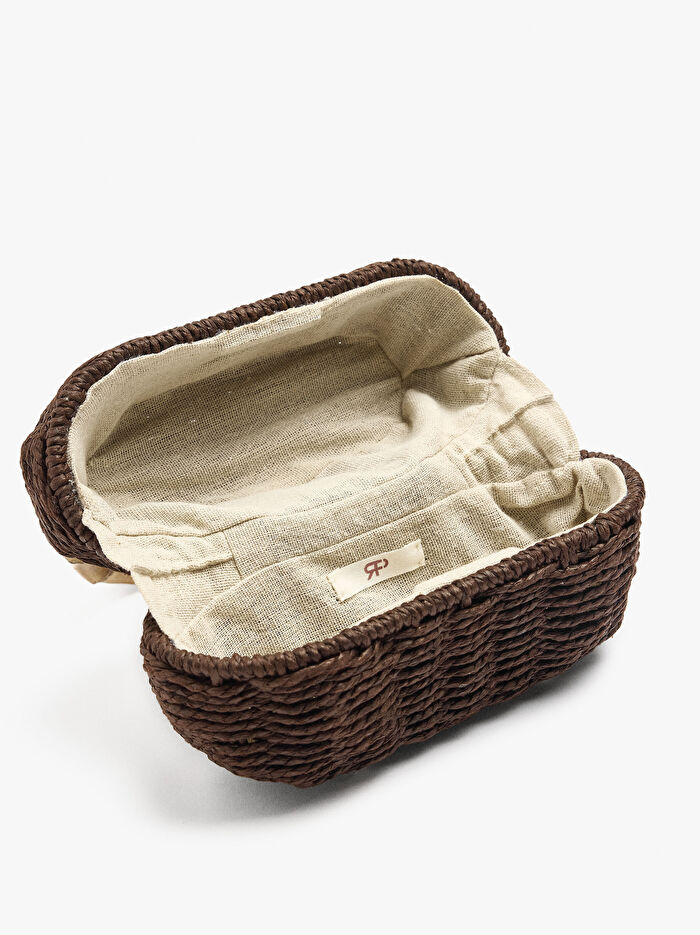 Hasır Efektli Oval El Çantası