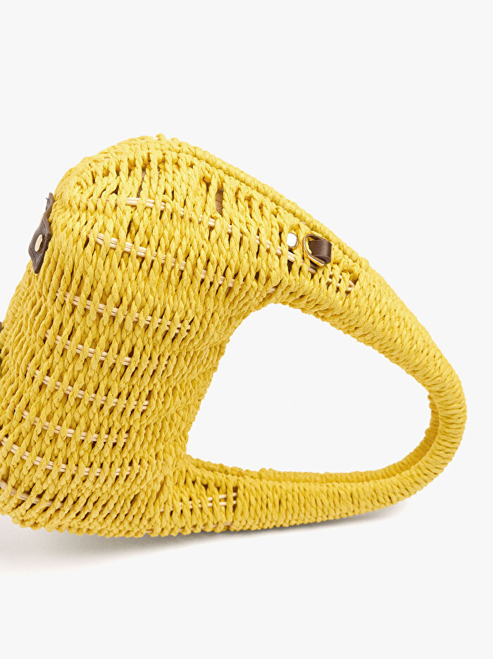 Hasır Efektli Sert El Çantası