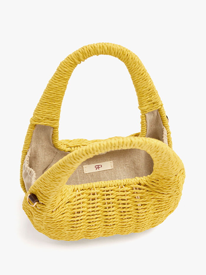 Hasır Efektli Sert El Çantası