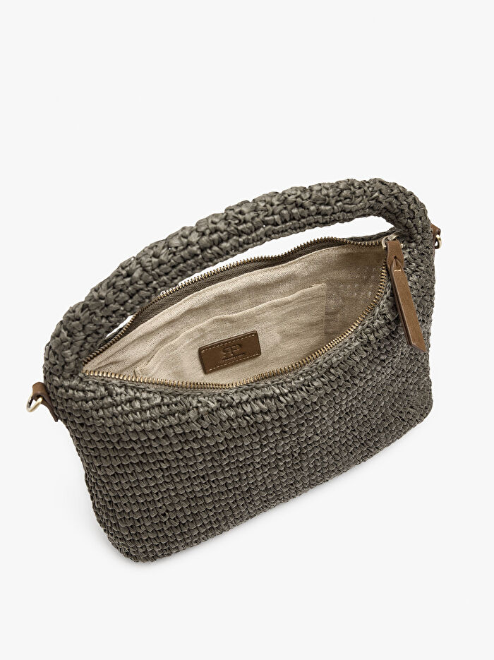Hasır Desenli Çapraz Askılı El Çantası