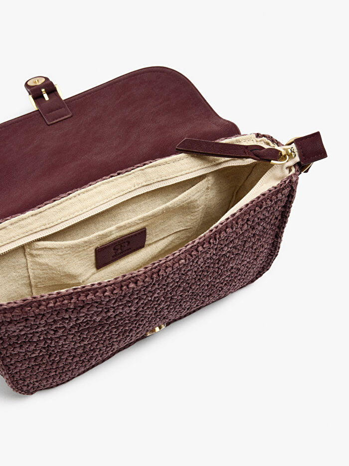 Hasır Desenli Çapraz Askılı Çanta