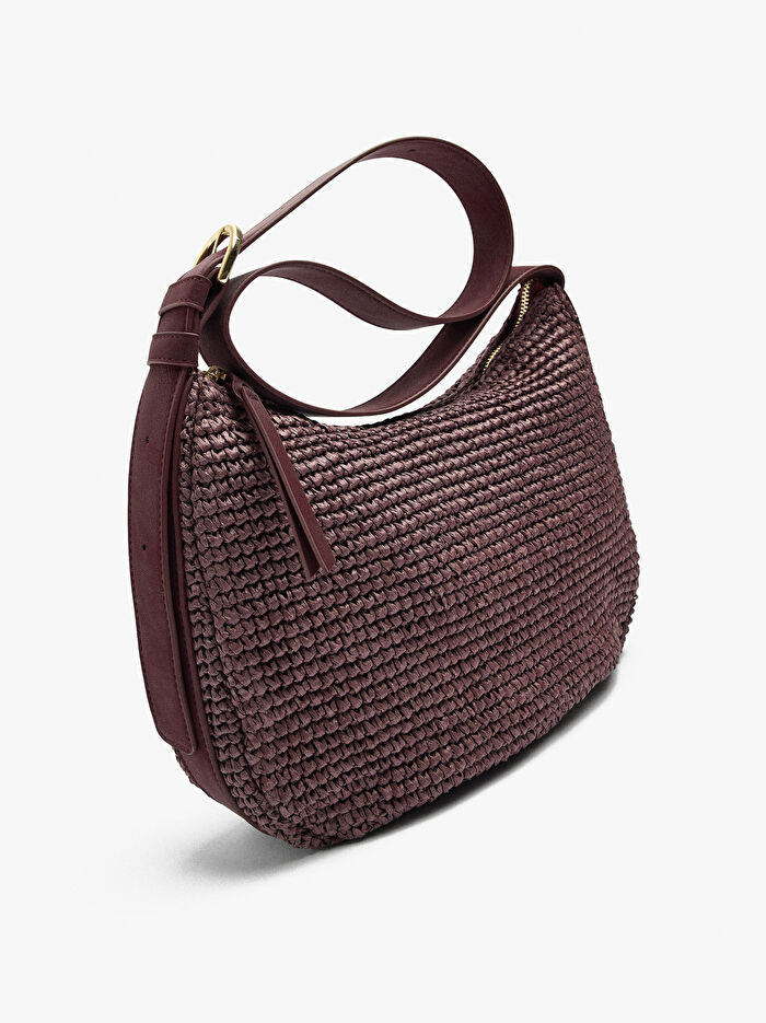 Hasır Efektli Çapraz Askılı Çanta