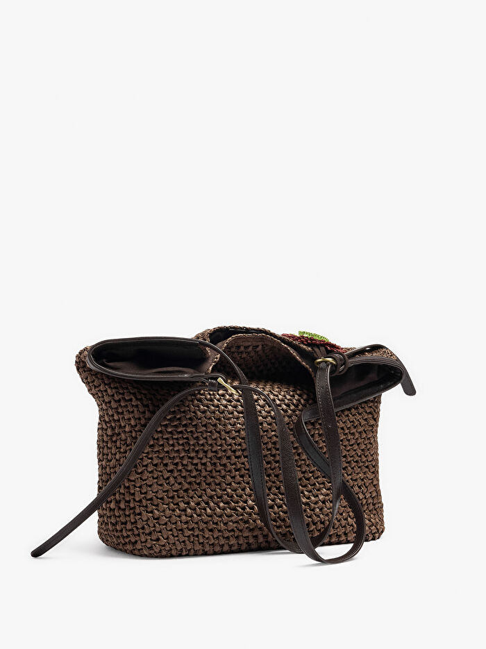 Charm'lı Hasır Görünümlü Shopper Çanta