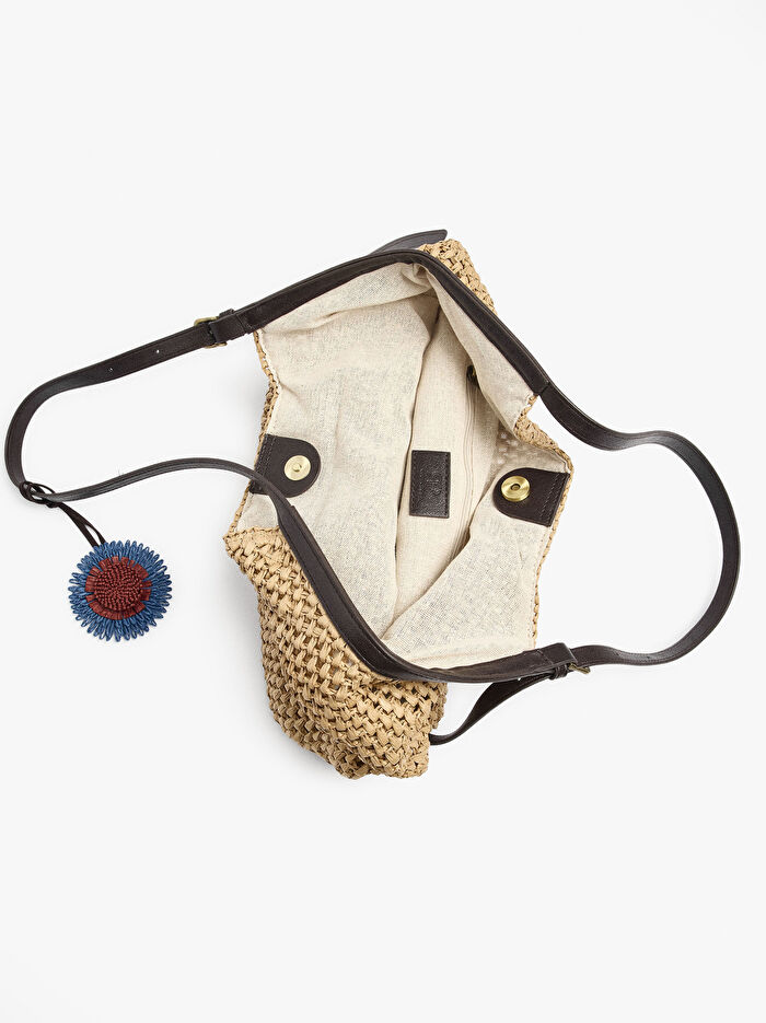 Charm'lı Hasır Görünümlü Shopper Çanta