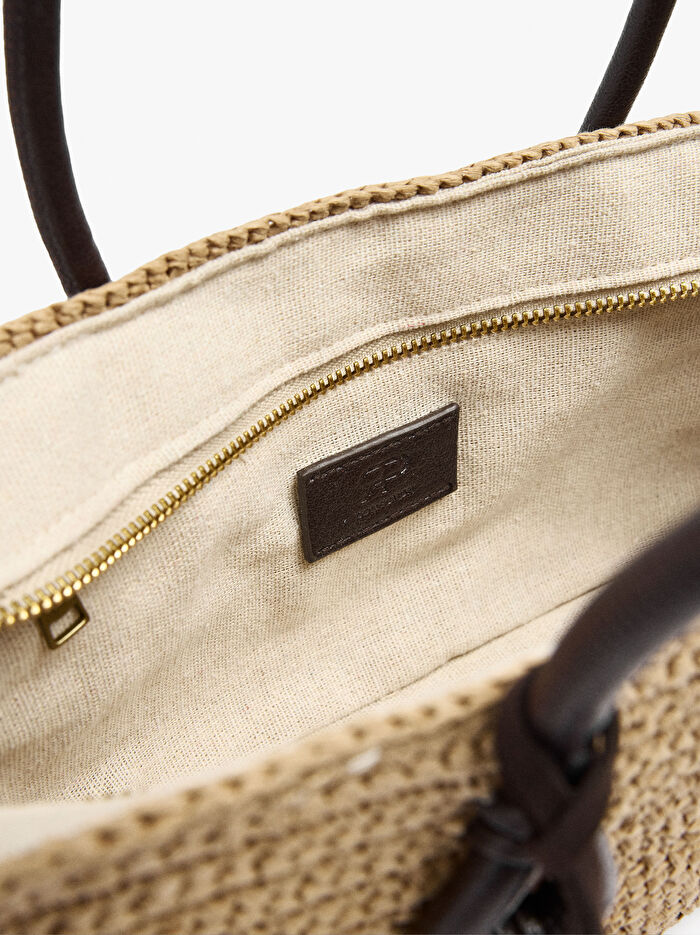 Hasır Efektli Tote Çanta