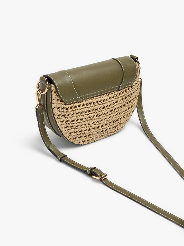 Hasır Çapraz Askılı El Çantası