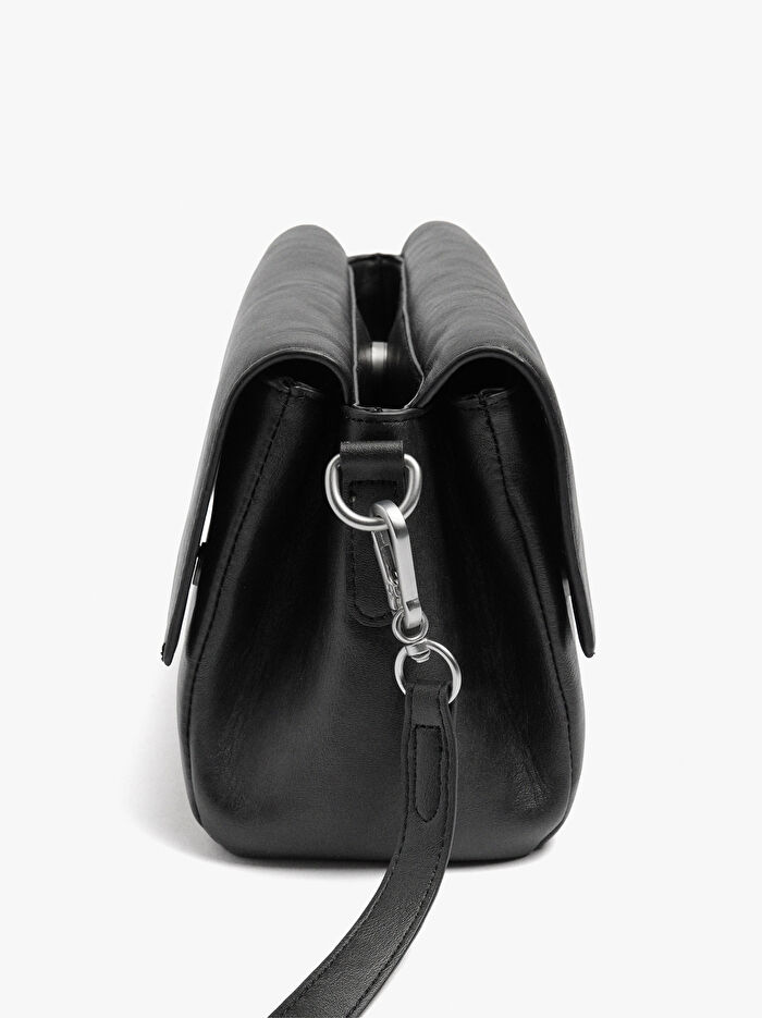 Çatlak Efektli Çift Kapaklı Omuz Çantası