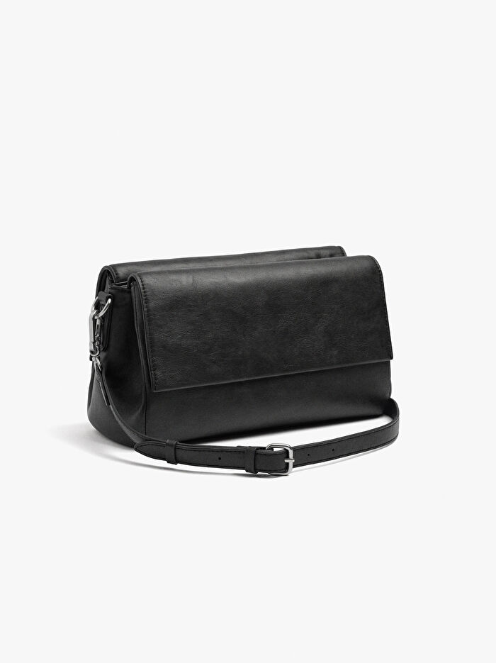 Çatlak Efektli Çift Kapaklı Omuz Çantası