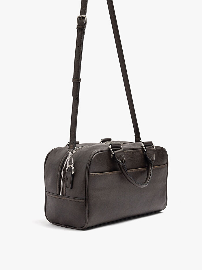 Çapraz Askılı Çatlak Efektlş Tote Çanta