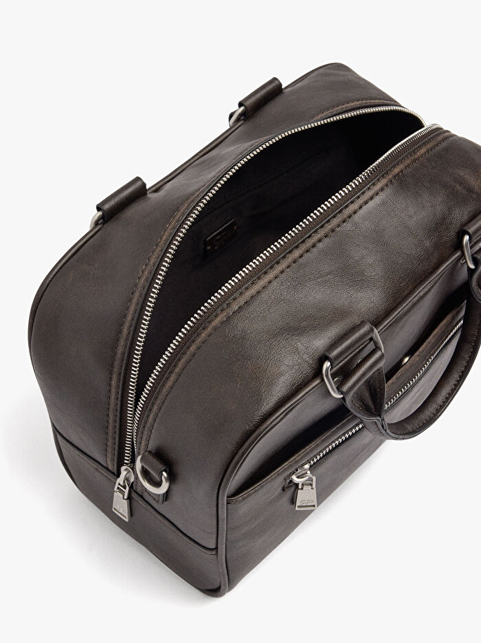 Çapraz Askılı Çatlak Efektlş Tote Çanta