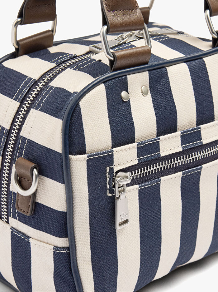 Çapraz Askılı Çizgili Bowling Çanta