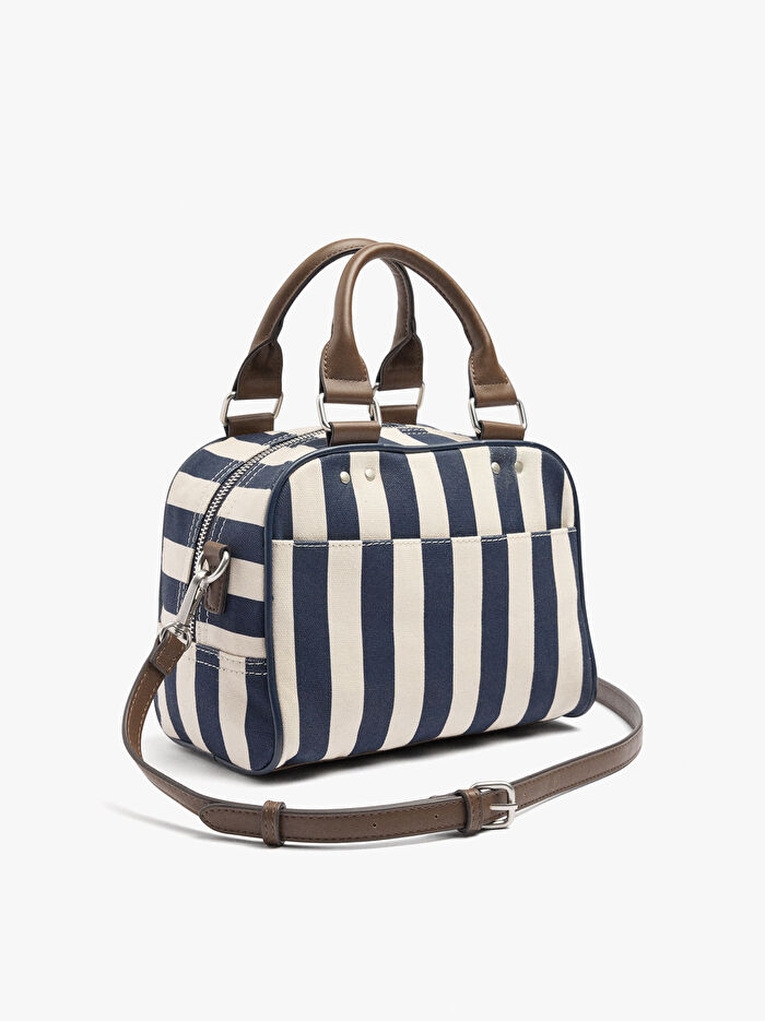 Çapraz Askılı Çizgili Bowling Çantası
