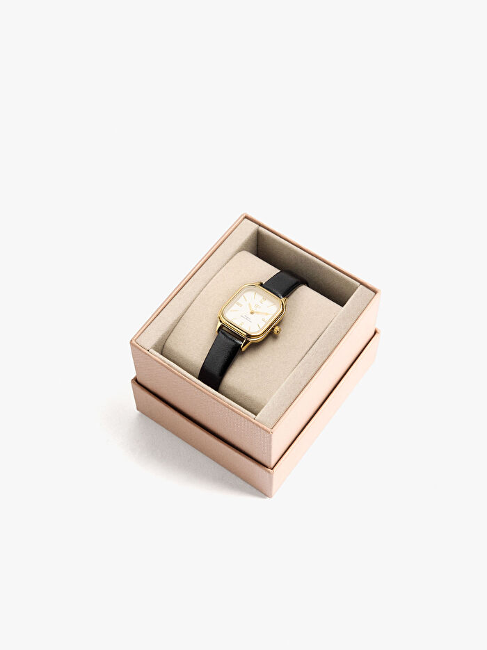 Dokulu Kare Kadranlı Dokulu Saat