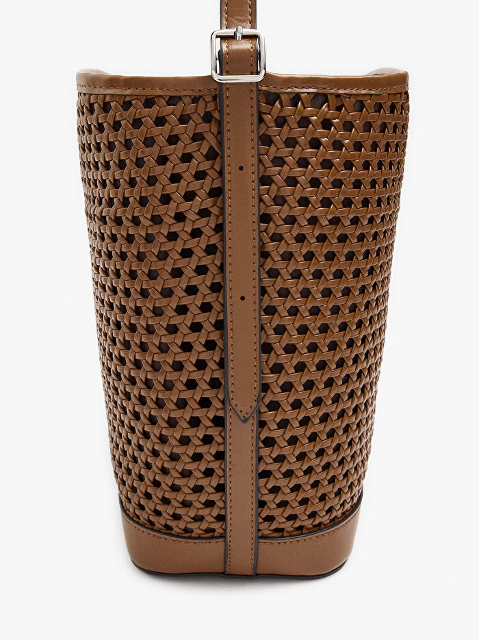 Örgü Desenli Bucket Çanta