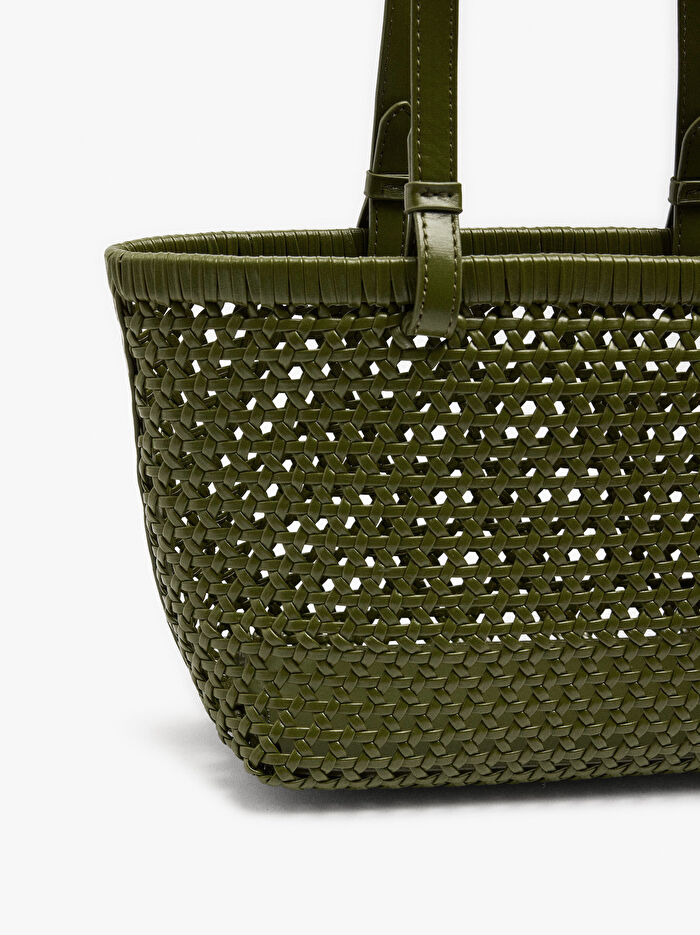 Örgü Detaylı ve İçi Çıkarılabilir Tote Çanta